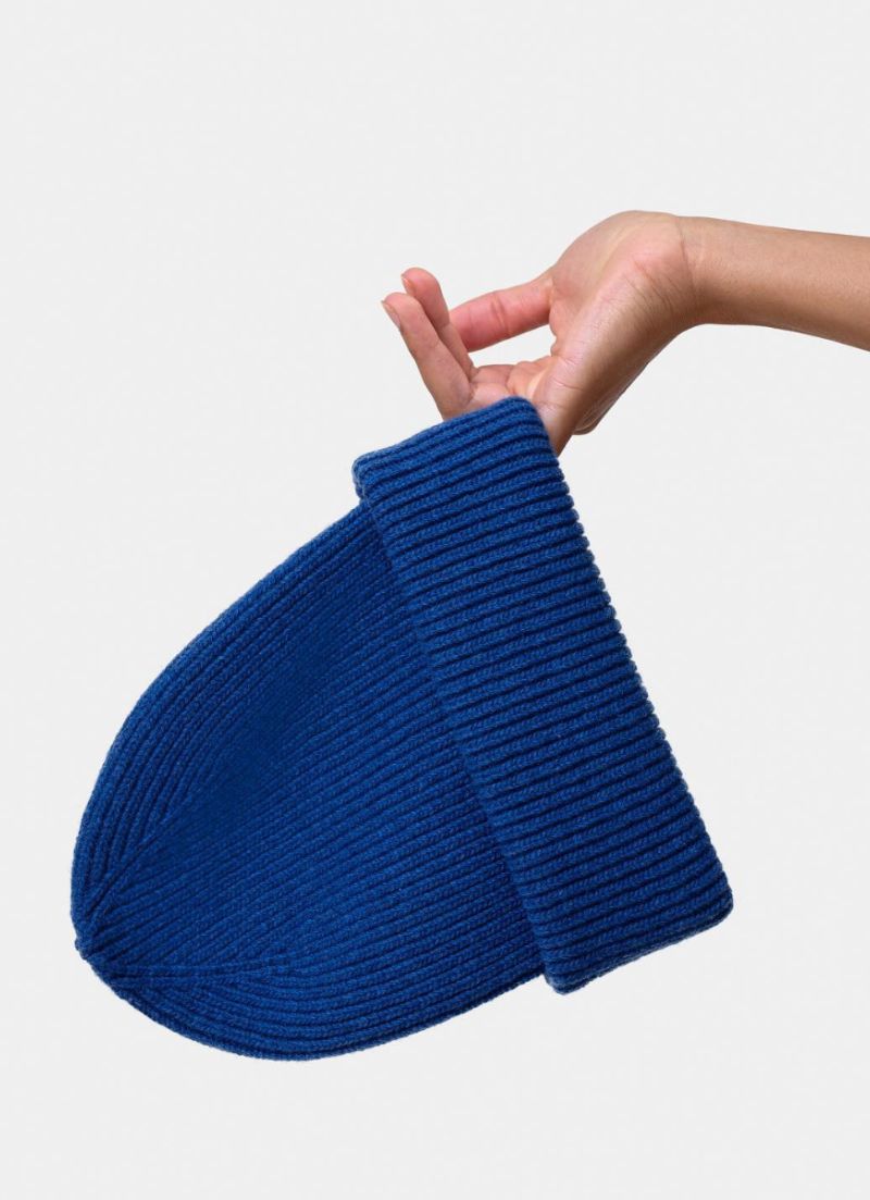Bonnet côtelé en laine unie Bleu • Z8Z